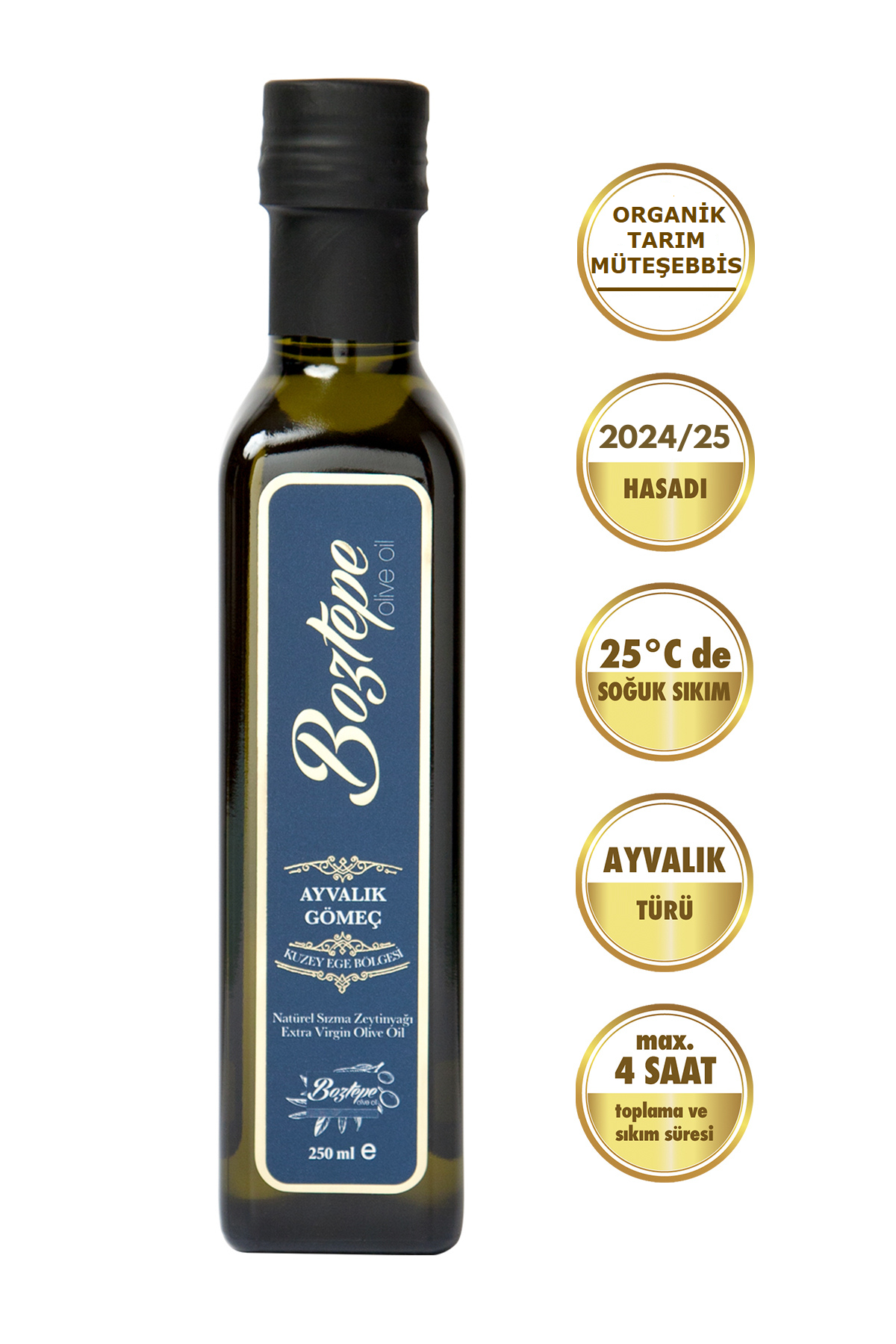 2024/25 250 ML Natürel Sızma Zeytinyağı Boztepe Soğuk Sıkım Filtresiz