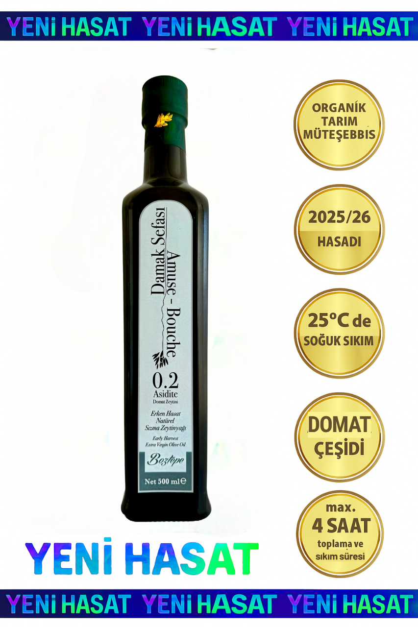 500 ml Erken Hasat Natürel Sızma Zeytinyağı (2025/26) – Soğuk Sıkım, Filtresiz Damak Sefası 0,2 Asit