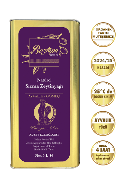 2024/25 5 LT Natürel Sızma Zeytinyağı Boztepe Soğuk Sıkım Filtresiz
