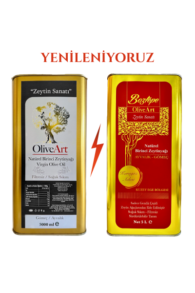 (2024/2025) 5 Lt OliveArt Natürel Birinci Zeytinyağı, Soğuk Sıkım, Filtresiz
