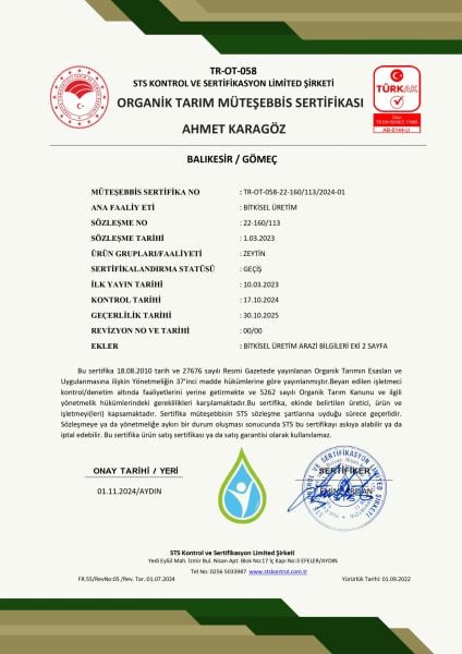 (2024/2025) 5 Lt OliveArt Natürel Birinci Zeytinyağı, Soğuk Sıkım, Filtresiz