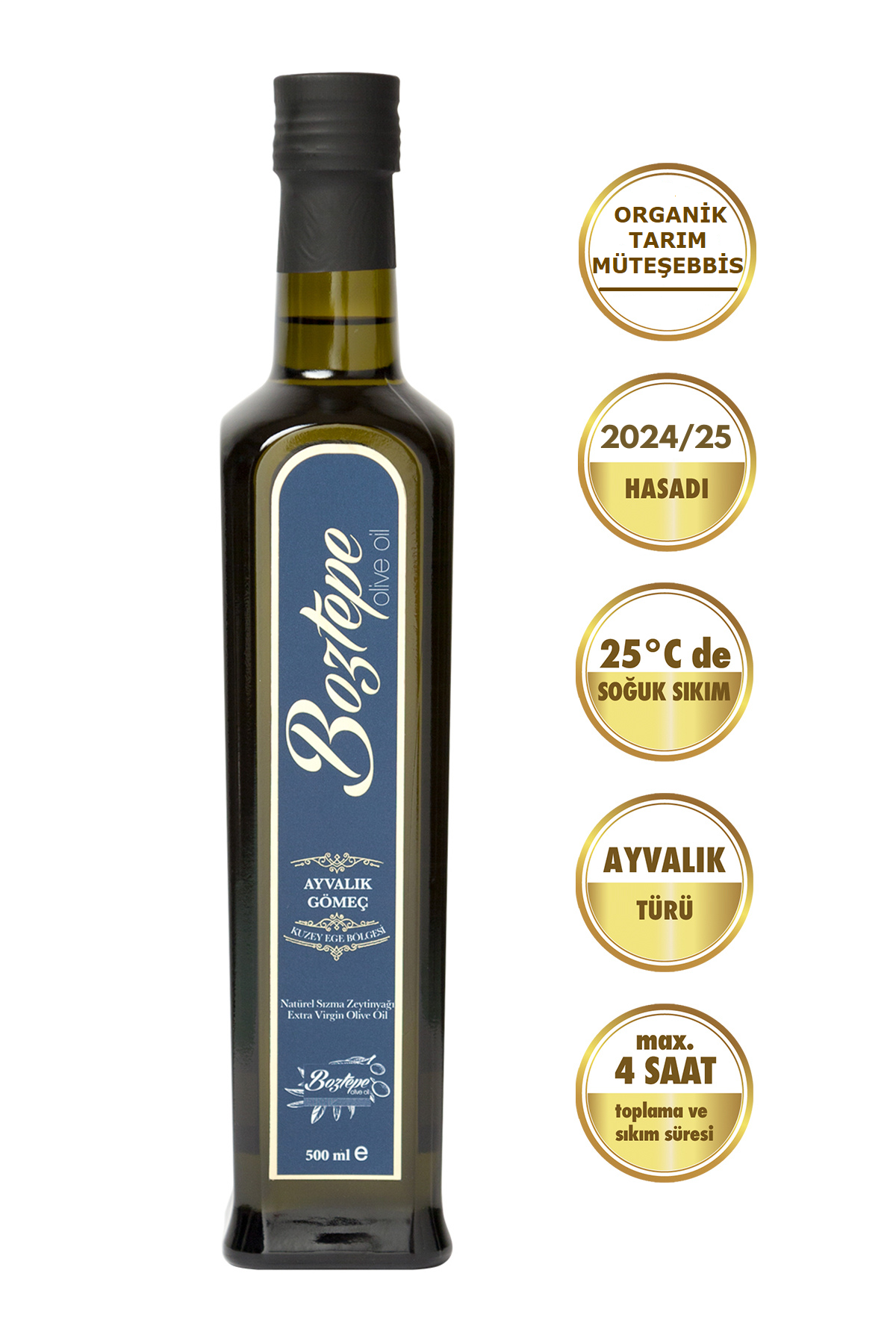 2024/25 500 ML Natürel Sızma Zeytinyağı Boztepe Soğuk Sıkım Filtresiz