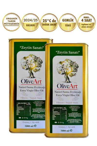 2024/25 2x5 Lt OliveArt Natürel Sızma Zeytinyağı 0,3 Asit, Soğuk Sıkım, Filtresiz