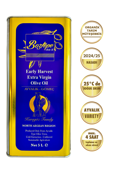 5 LT Erken Hasat Natürel Sızma Zeytinyağı (2025/26) – Soğuk Sıkım, Filtresiz