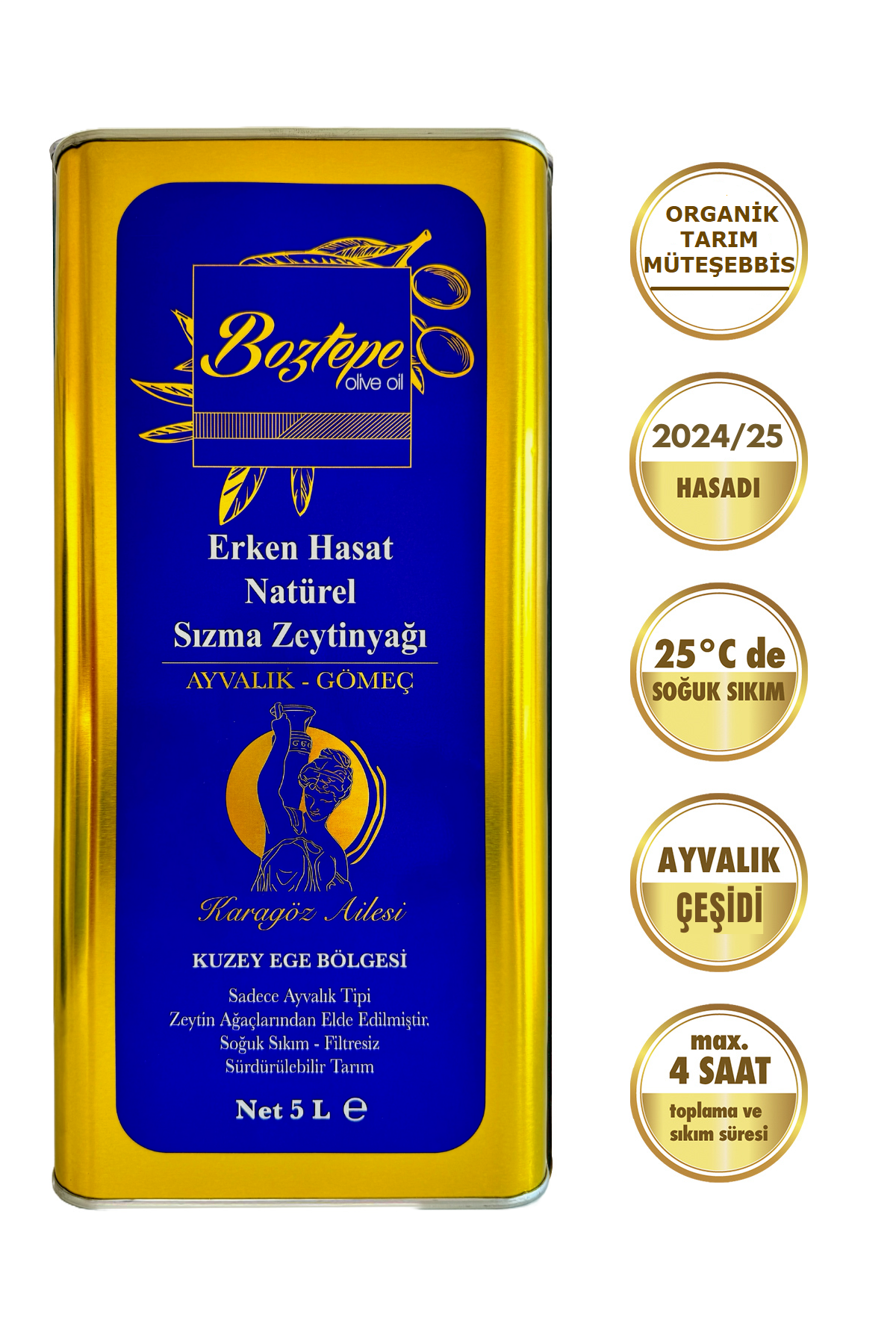 5 lt (2024/25) Erken Hasat Natürel Sızma Zeytinyağı Soğuk Sıkım Filtresiz
