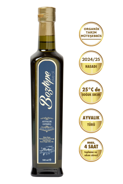 500 ml (2024/25) Erken Hasat Natürel Sızma Zeytinyağı Soğuk Sıkım Filtresiz