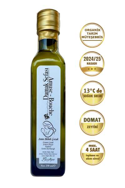 Anne Bebek Çocuk Damak Sefası Erken Hasat Natürel Sızma Zeytinyağı Soğuk Sıkım Filtresiz 0,17 Asit 250 ML